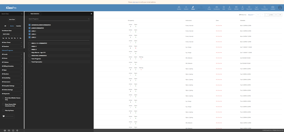 Step 2a: Filter by program in sidebar