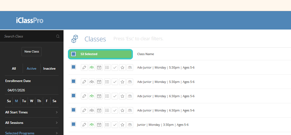 Step 3a: Select all classes